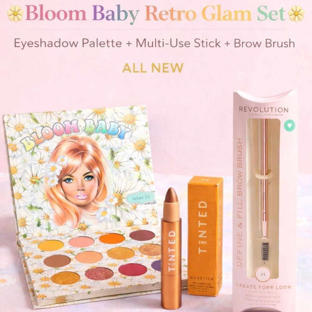 🌼 Bloom Baby Retro 🌼 Velvet 59 Palette + LIVE TINTED Huestick + Brow Brush | N